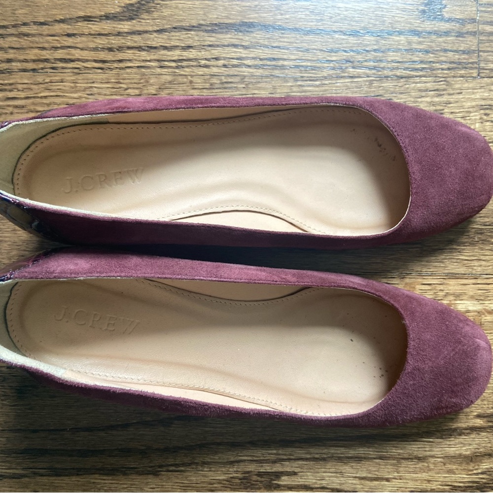 J. Crew Womens Sz 8.5 Evelyn Pumps Croc Embossed Block Heel Maroon Office Work